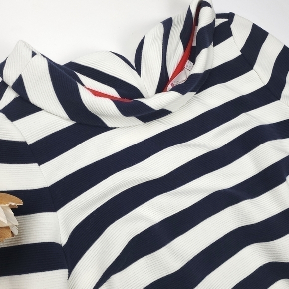 Boden Anthropologie Navy White Stripe Cowl Bateau Neck Sweater Top Sz 4 - Picture 4 of 11